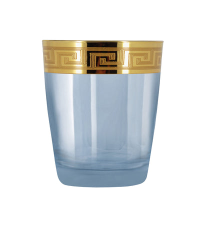Luxury Blue Glass with Golden Rim & Greek Key Detailing
