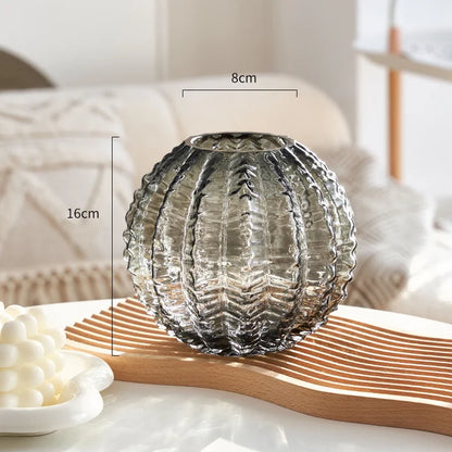 TEXTURED GLASS BALL VASE