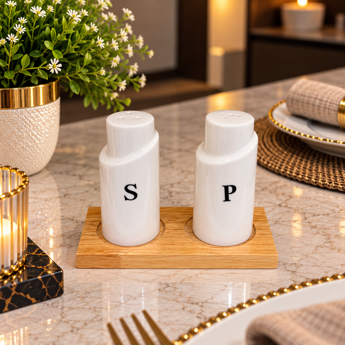 CERAMIC SALT N PEPPER SET