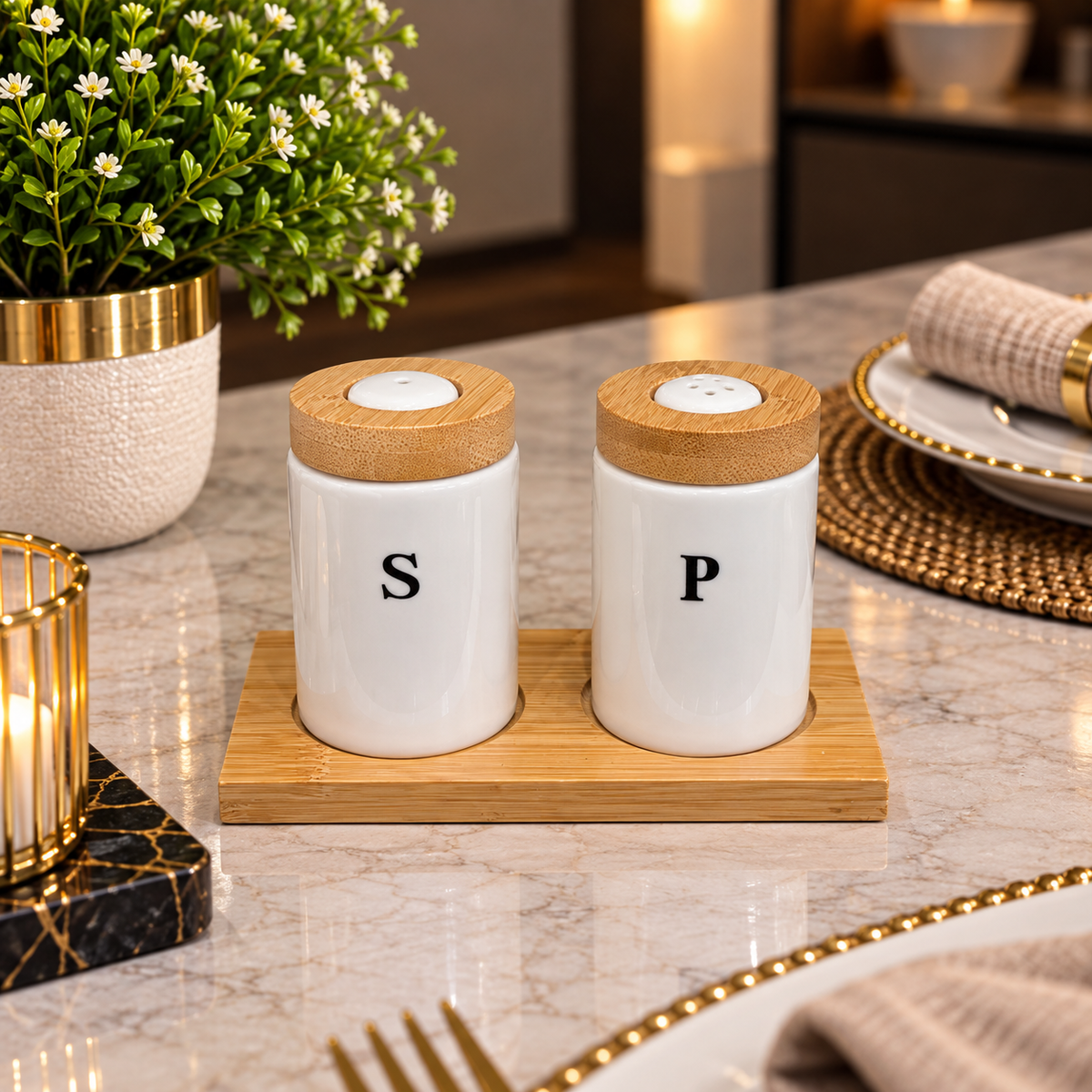 CERAMIC SALT N PEPPER SET