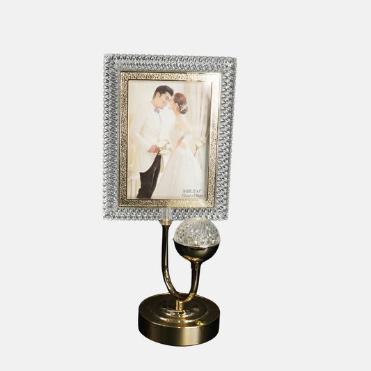 Crystal & Gold Photo Frame – Elegant Tabletop Picture Frame (5x7 inch)