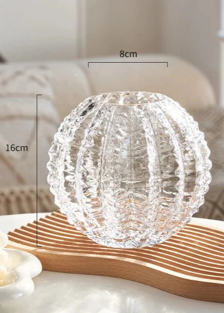 TEXTURED GLASS BALL VASE