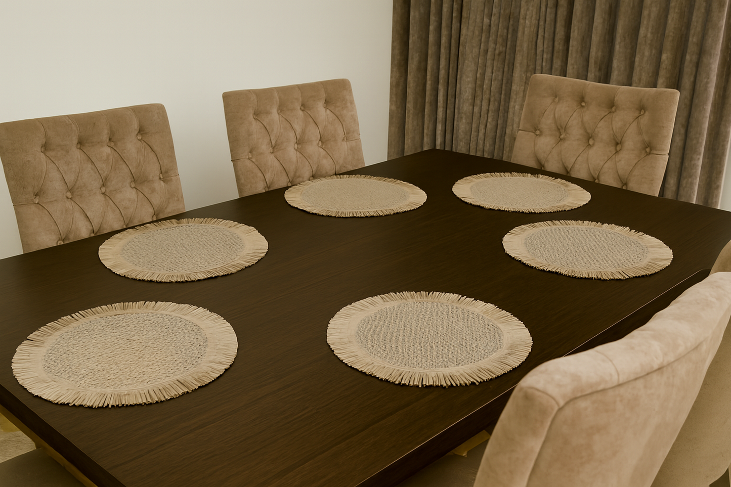 Stylish Boho Chic Fringe Table Mats Set of 6