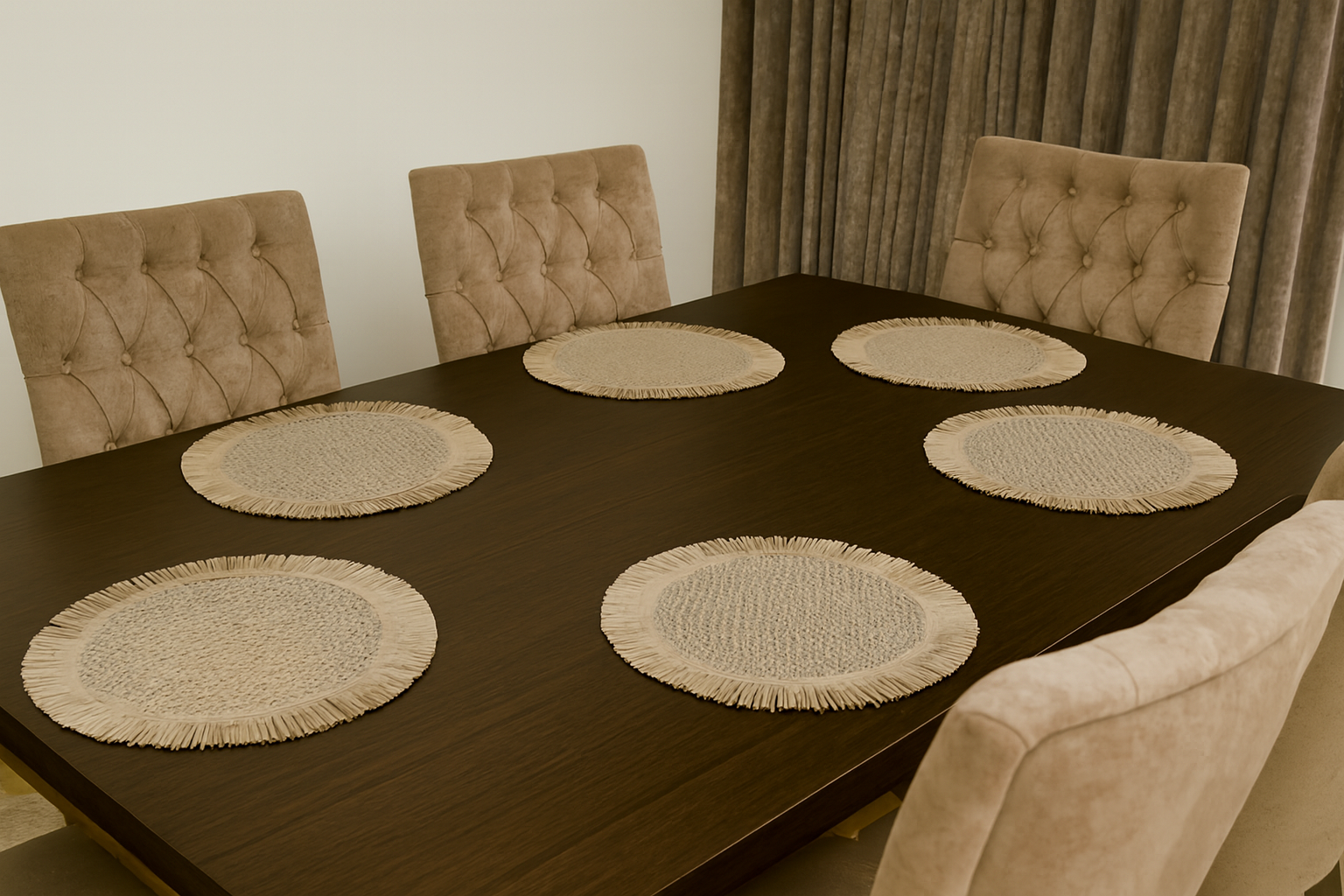 Stylish Boho Chic Fringe Table Mats Set of 6
