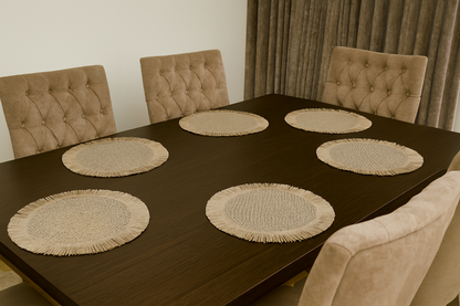 Stylish Boho Chic Fringe Table Mats Set of 6
