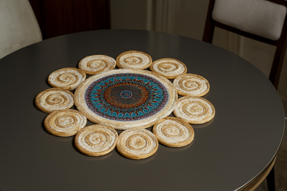 Sunburst Mandala Round Table Mats Set of 2