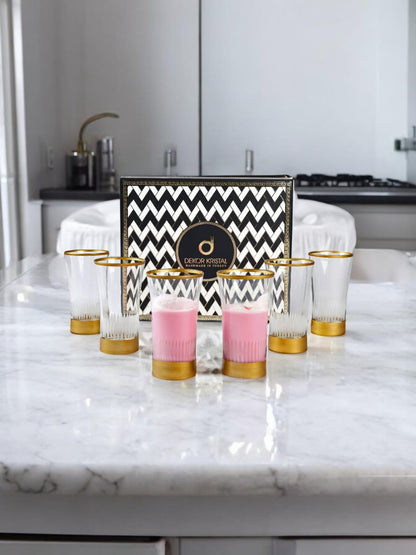 Elegant sunflower glasses with wooden gold box