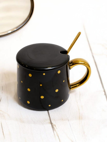 Dot Ceramic Mug With Lid