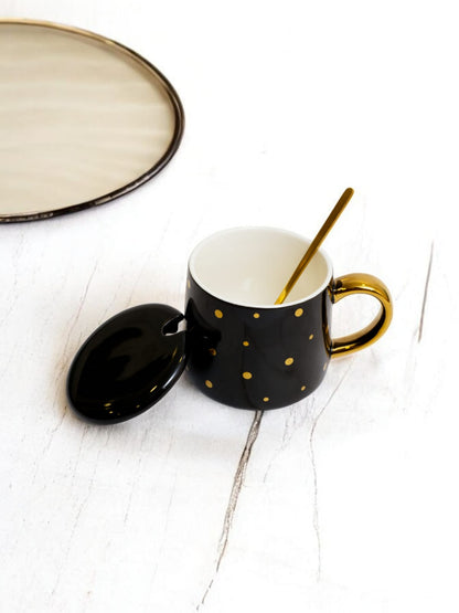 Dot Ceramic Mug With Lid