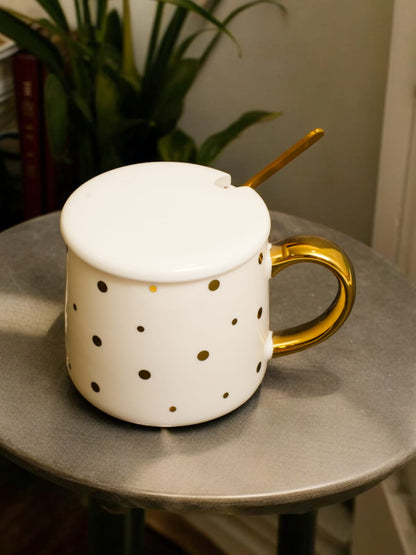 Dot Ceramic Mug With Lid