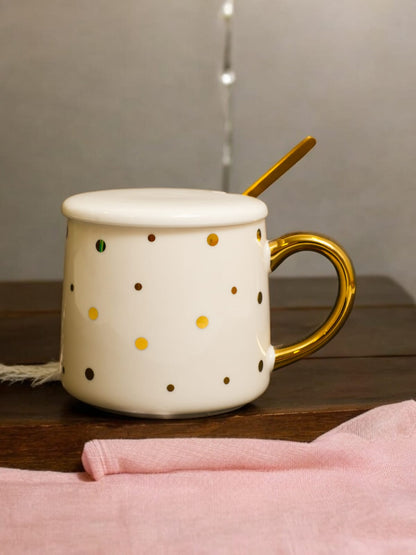 Dot Ceramic Mug With Lid