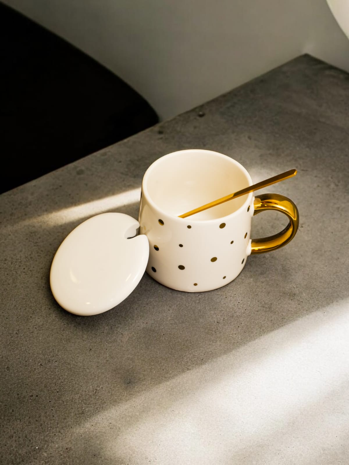 Dot Ceramic Mug With Lid