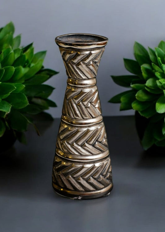 Textured Copper Metal Flower Vase