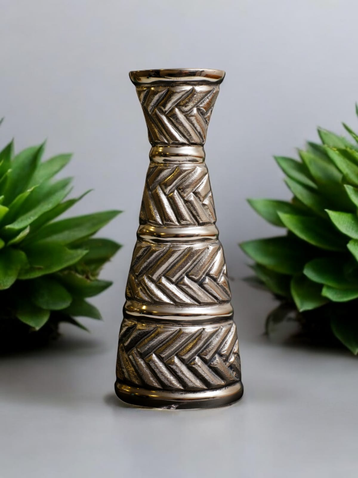 Textured Copper Metal Flower Vase