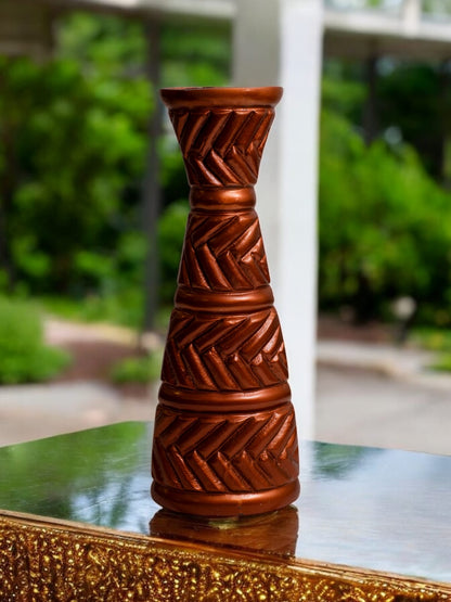 Textured Copper Metal Flower Vase