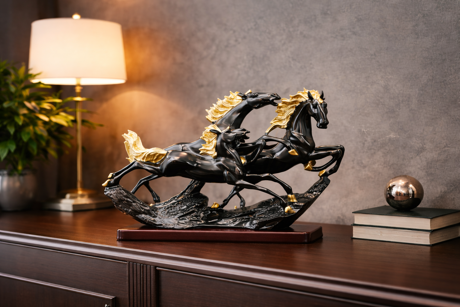 artistic horse sculpture pair