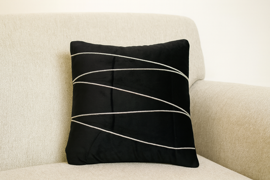 Elegant Linear Embroidered Cushion Cover – 1 Piece