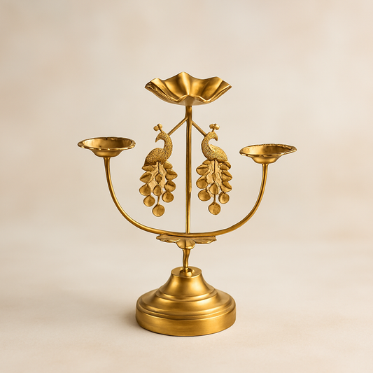 Peacock Golden Candle Stand