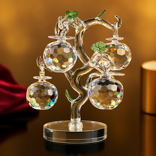 Crystal Glass Tree with Hanging Faceted Orbs