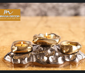 Table Top Aluminium Gold Candle Holder