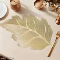 Premium Metallic Leaf Design Table Mat – Set of 6 Elegant Dining Placemats