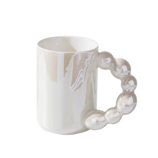 Modern Glossy Mug with Bubble Handle – Minimalist Elegance