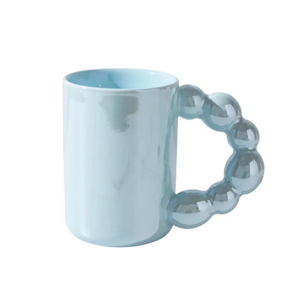 Modern Glossy Mug with Bubble Handle – Minimalist Elegance