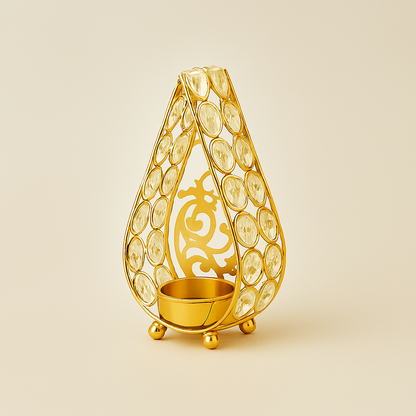 Laxmi Ganesh Crystal Candle Holder (Set of 2)