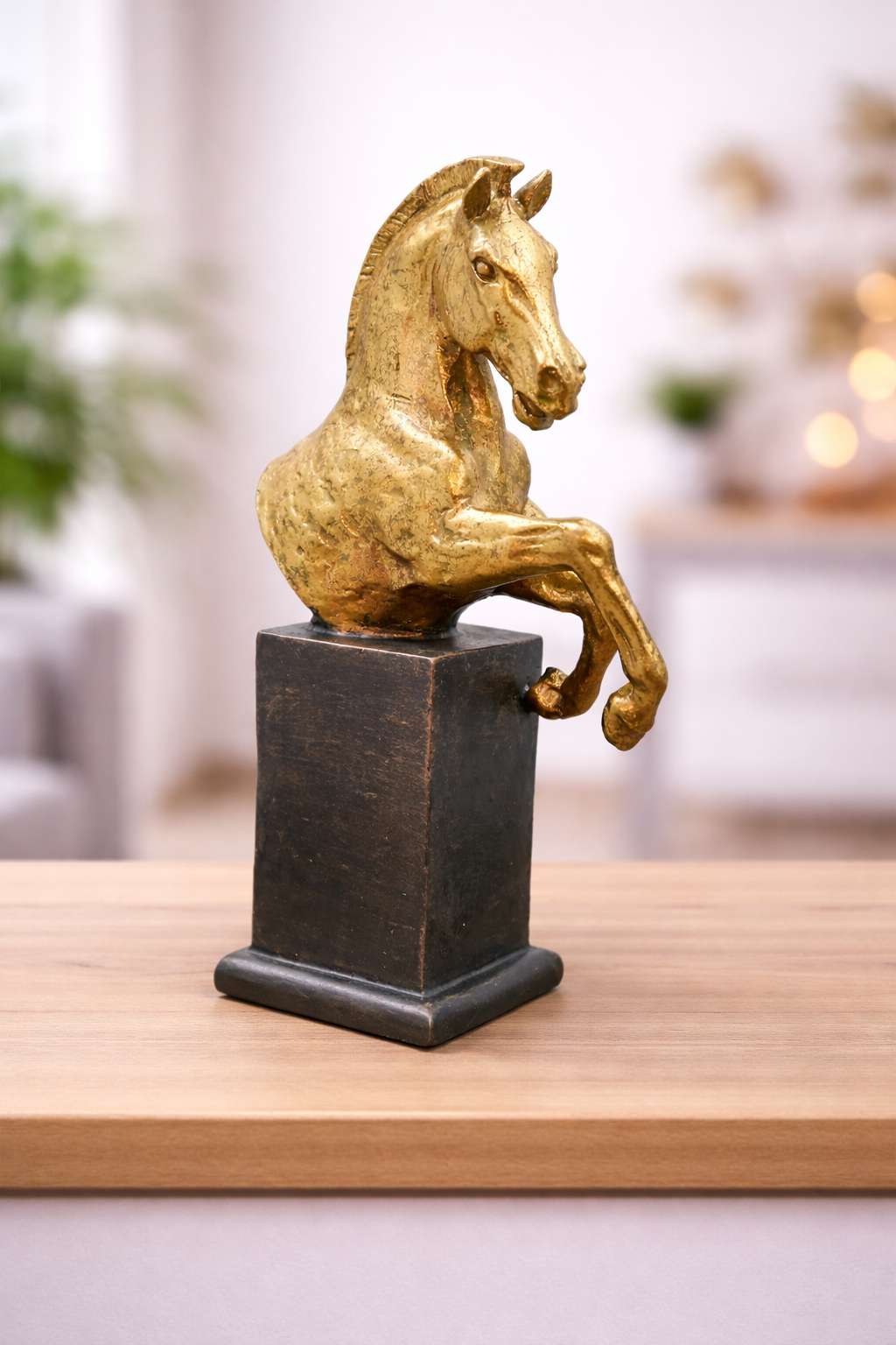 golden rearing horse sculpture