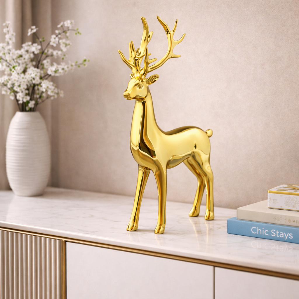 golden deer figures decor