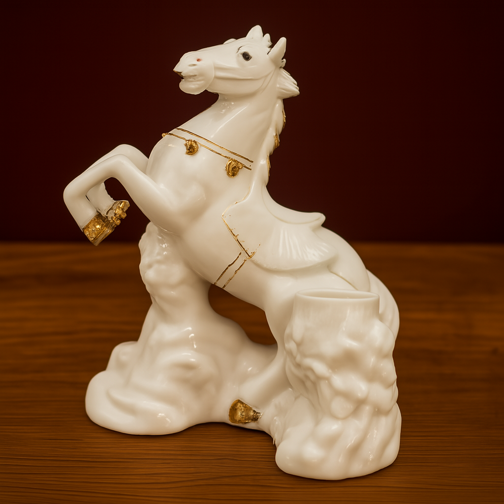 White Ceramic Horse Decorative Showpiece