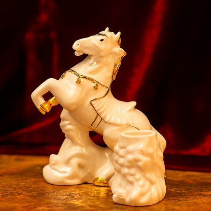 White Ceramic Horse Decorative Showpiece