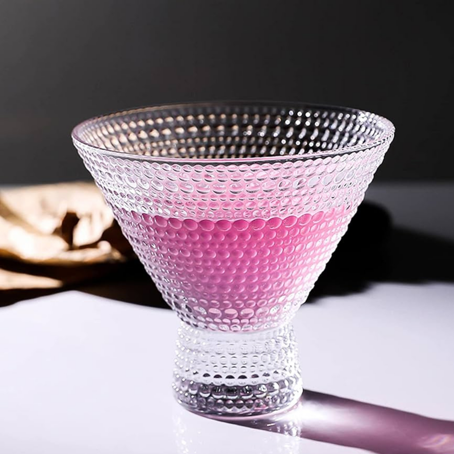 Textured Glass Ice Bowl / Cocktail Glass Set (6 pcs)