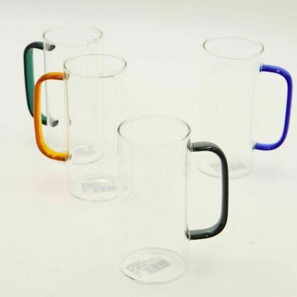 Tall Glass Mug with Colorful Handle