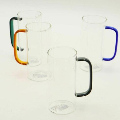 Tall Glass Mug with Colorful Handle