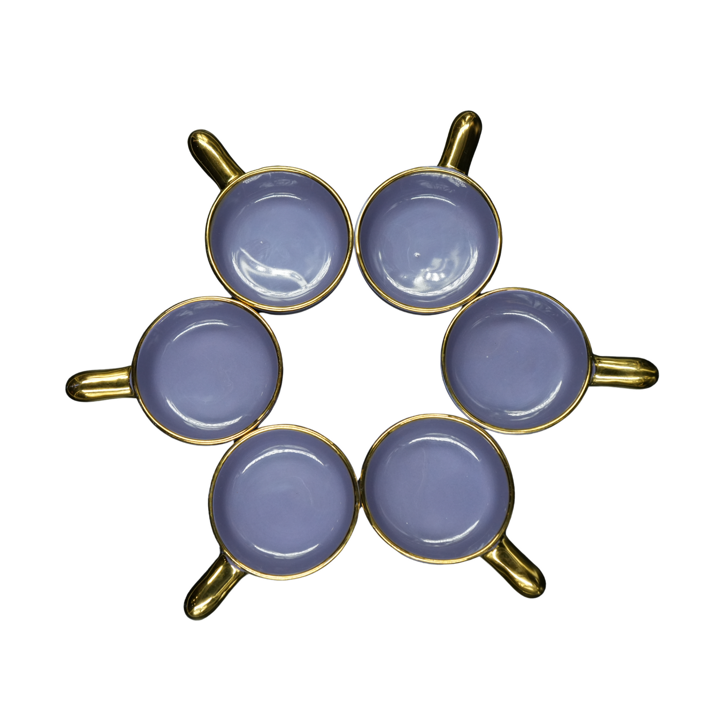 Elegant Ceramic Dip Bowls with Golden Handles – Set of 6