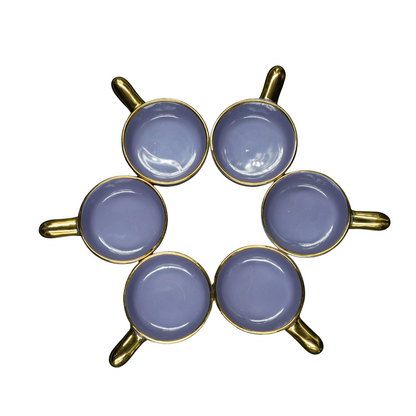 Elegant Ceramic Dip Bowls with Golden Handles – Set of 6