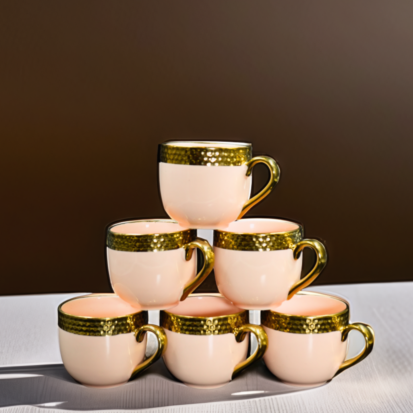 Luxury Ceramic Tea & Coffee Mug Set with Golden Rim – Set of 6