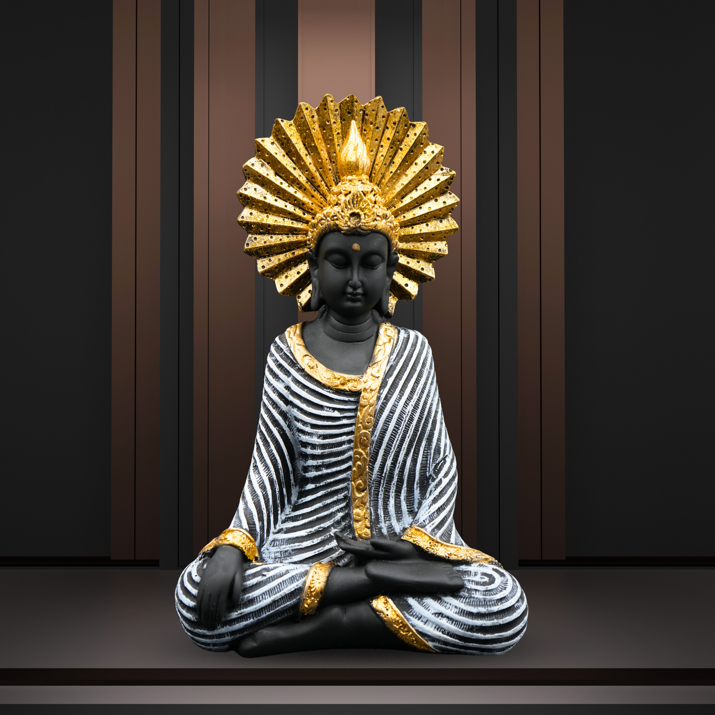 Meditating Buddha Statue – Gold & Black