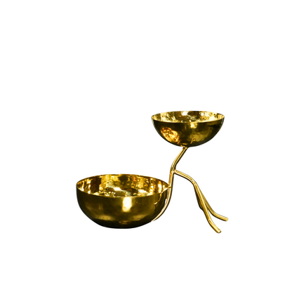 Handcrafted Brass Dual Bowl Stand
