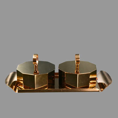 Rose Gold Octagon Jar Set with Tray