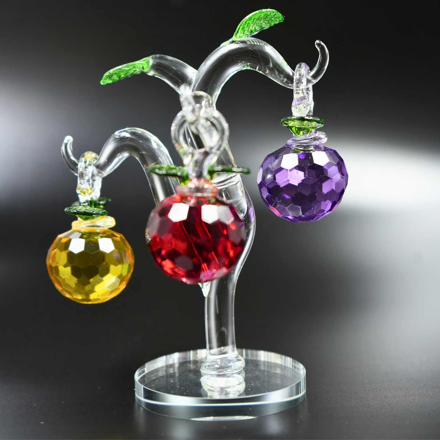 Crystal Glass Tree with Hanging Faceted Orbs