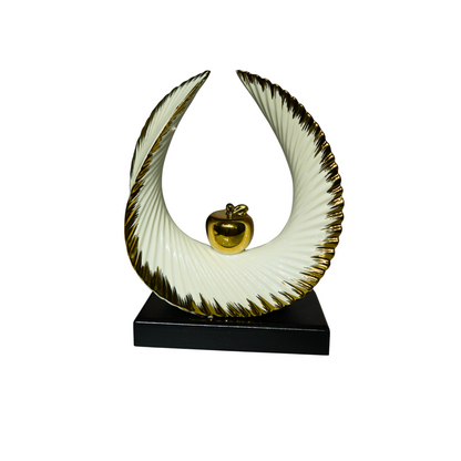 Modern Abstract Decorative Sculpture with Golden Apple Accent