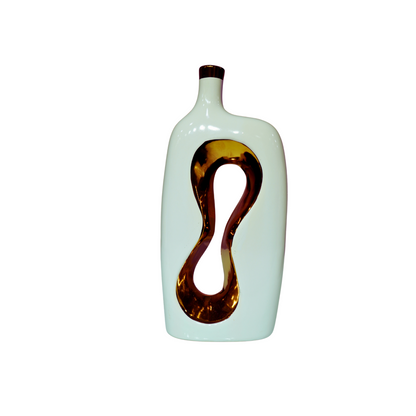 Modern White Ceramic Vase with Abstract Cut-Out Design