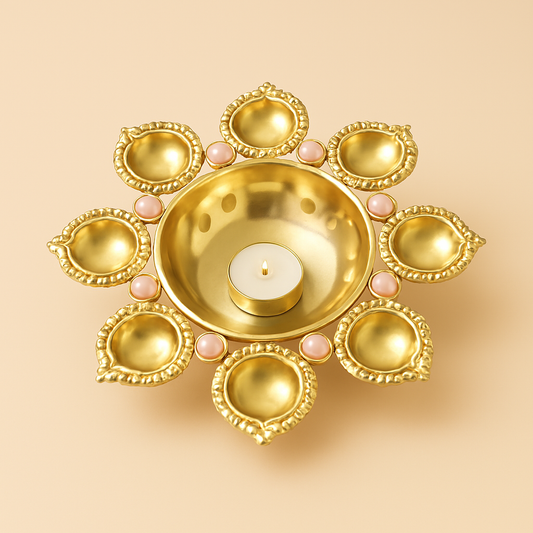 Floral Diya-Style Candle Holder