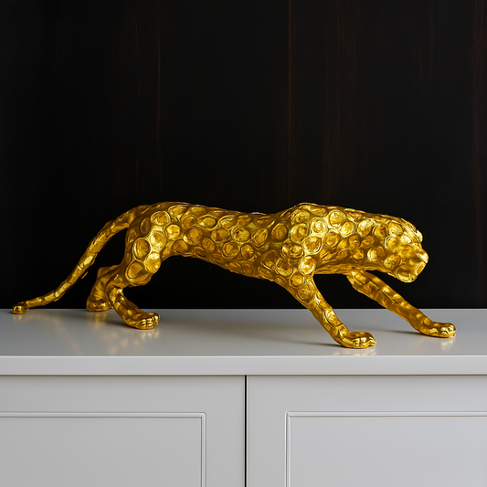 Majestic Golden Panther Sculpture