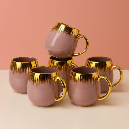 Classic Black Ceramic Coffee Mugs – Set of 6