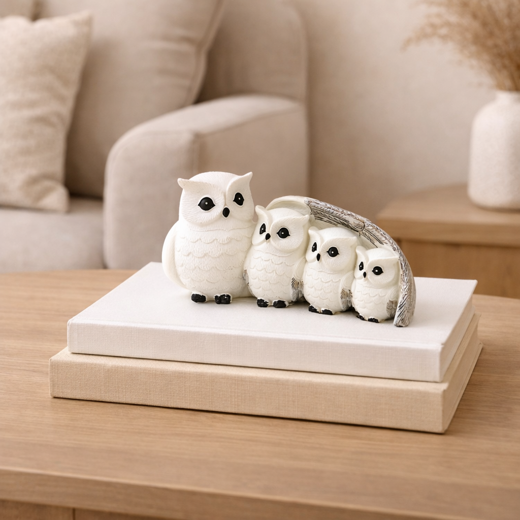 Best owl set for living room decor , sidebaord table decor and gift for special one , and also you can place this on office desk table 