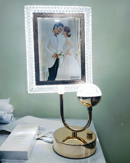 Crystal & Gold Photo Frame – Elegant Tabletop Picture Frame (5x7 inch)