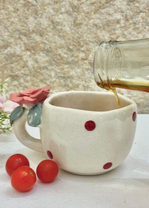 Ceramic Flower on Handle Mug